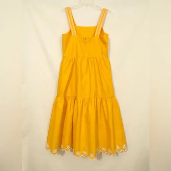 J. Crew yellow dress with white eyelet embroidery details size 4 MIDI. - Picture 5 of 6